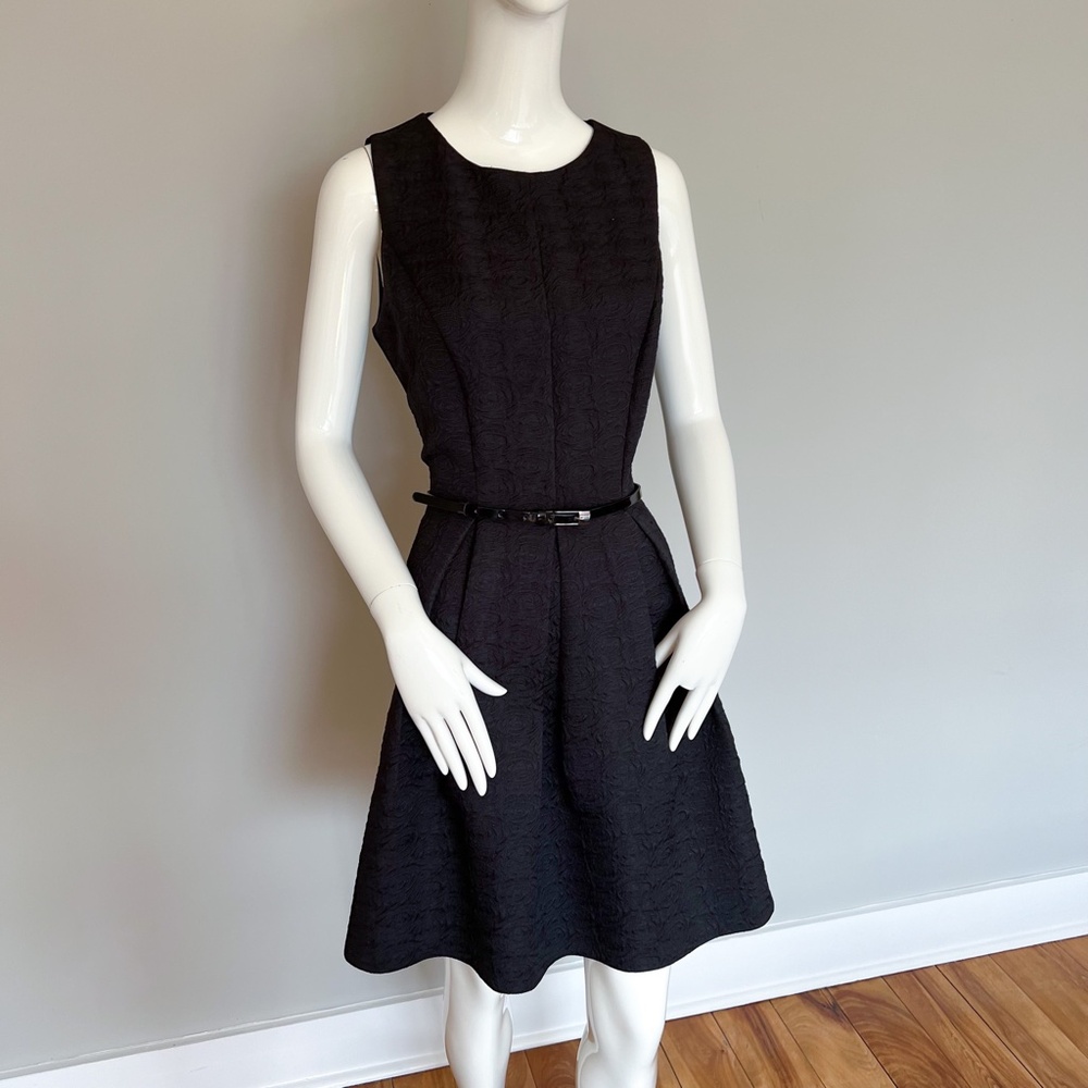 $199 Waggon Paris Sleeveless Little Black Flare Knee Length Party Dress Cocktail